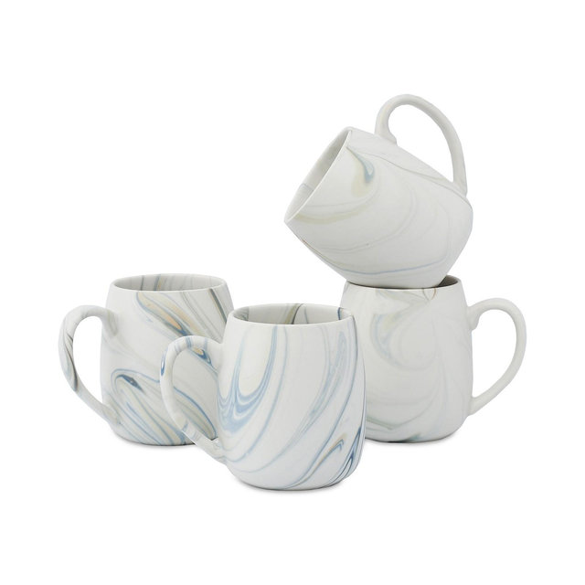 Lorren Home Trends Marble Pattern Mugs, Set of 4