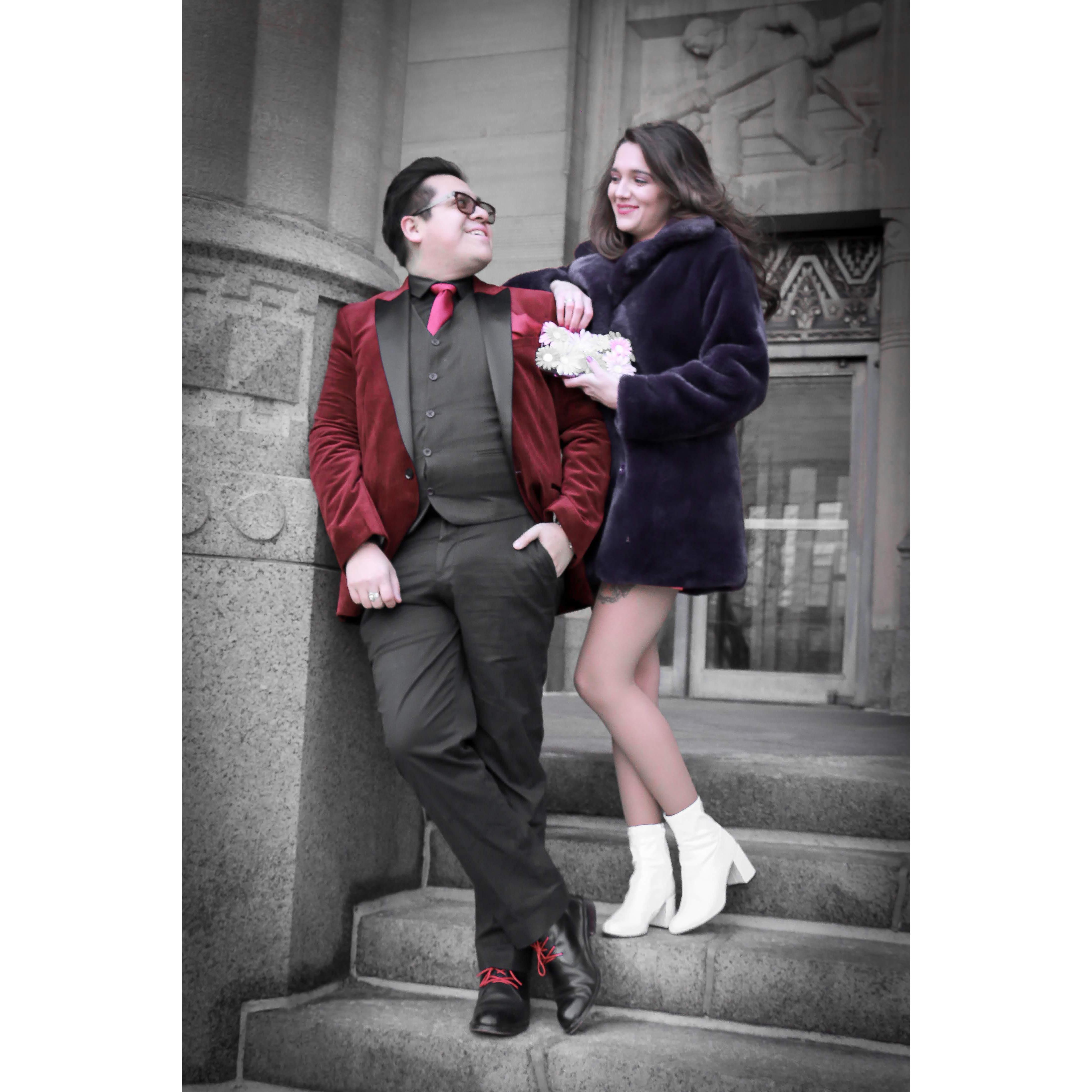 Carlos and I love to do photoshoots. This was from Valentine's day, 2019