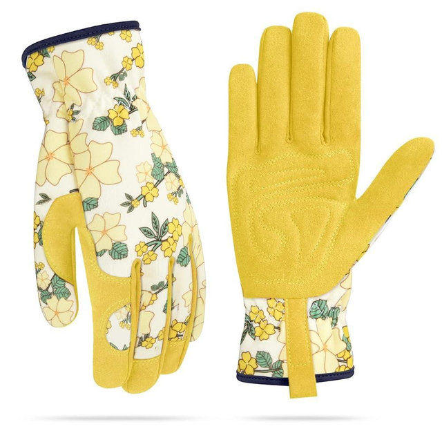 Womens Gardening Weeding Working Gloves, Leather Garden Glove for Women Thorn Proof No Stab for Digging, Planting,Pruning
