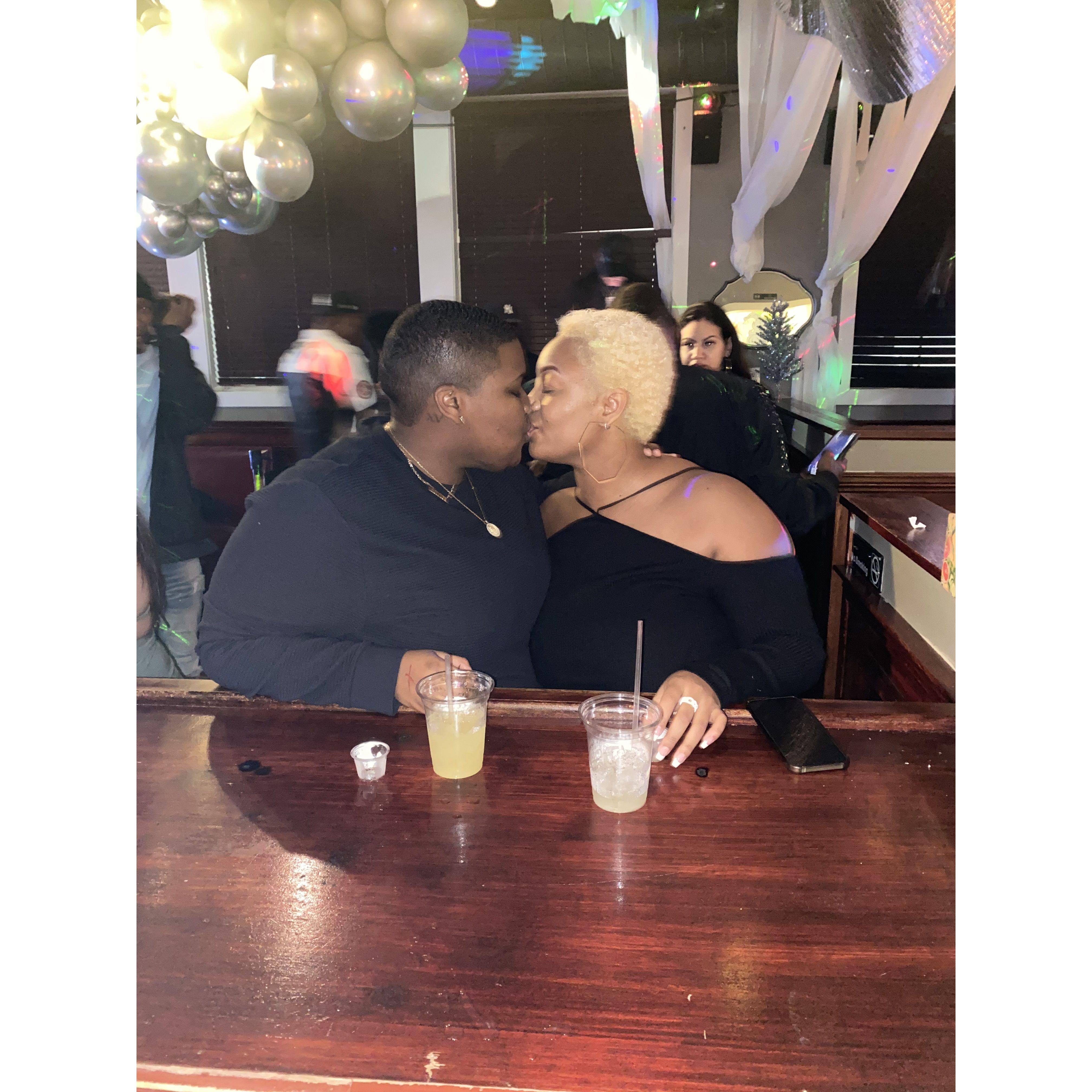 Our first New Year’s kiss.