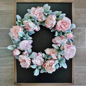 Peony & Lamb's Ear Wreath.