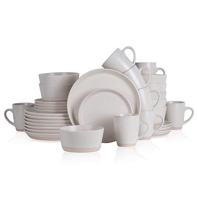 Stone lain Jules Stoneware Dinnerware Set, 32-Piece Service for 8, White