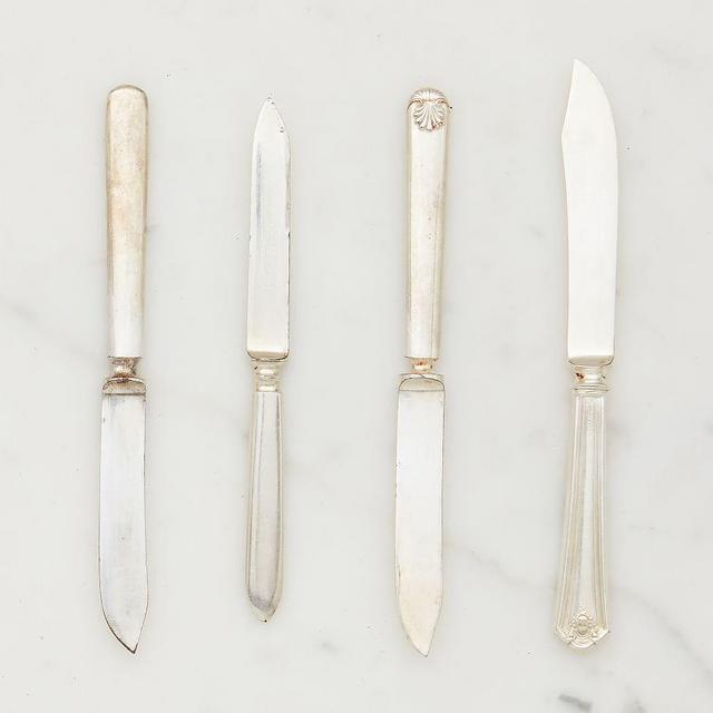 Vintage Found Hotel Silver Cheese Knives, Set Of 4