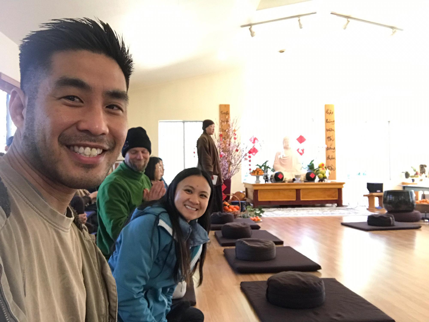 Sneaking in a photo in the meditation hall.
