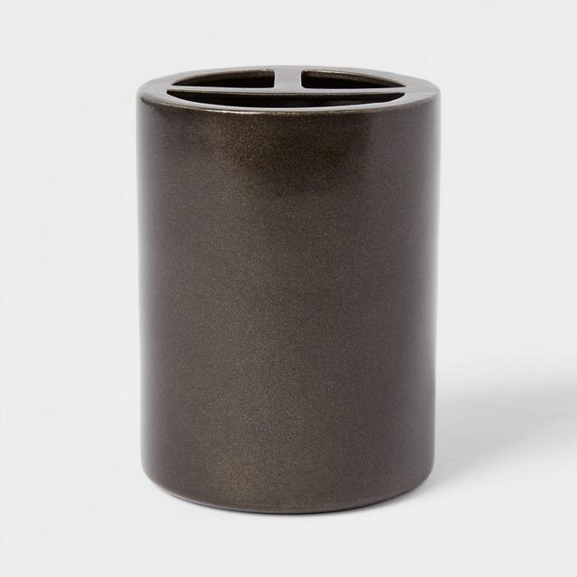 Aluminum Toothbrush Holder with Aged Metal Finish Gray - Threshold™