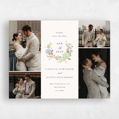 White Wedding Save the Date - Rosamund Multiphoto