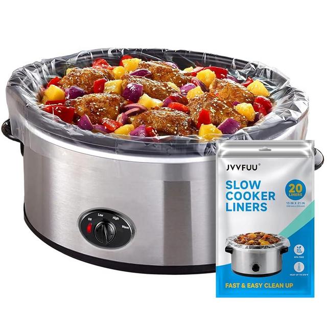 JVVFUU Slow Cooker Liners 3-8 Quart, Cooking Bags Large Size 13"x 21", Slow Cooker Bags Disposable Oval Large For Crock Pot (20)
