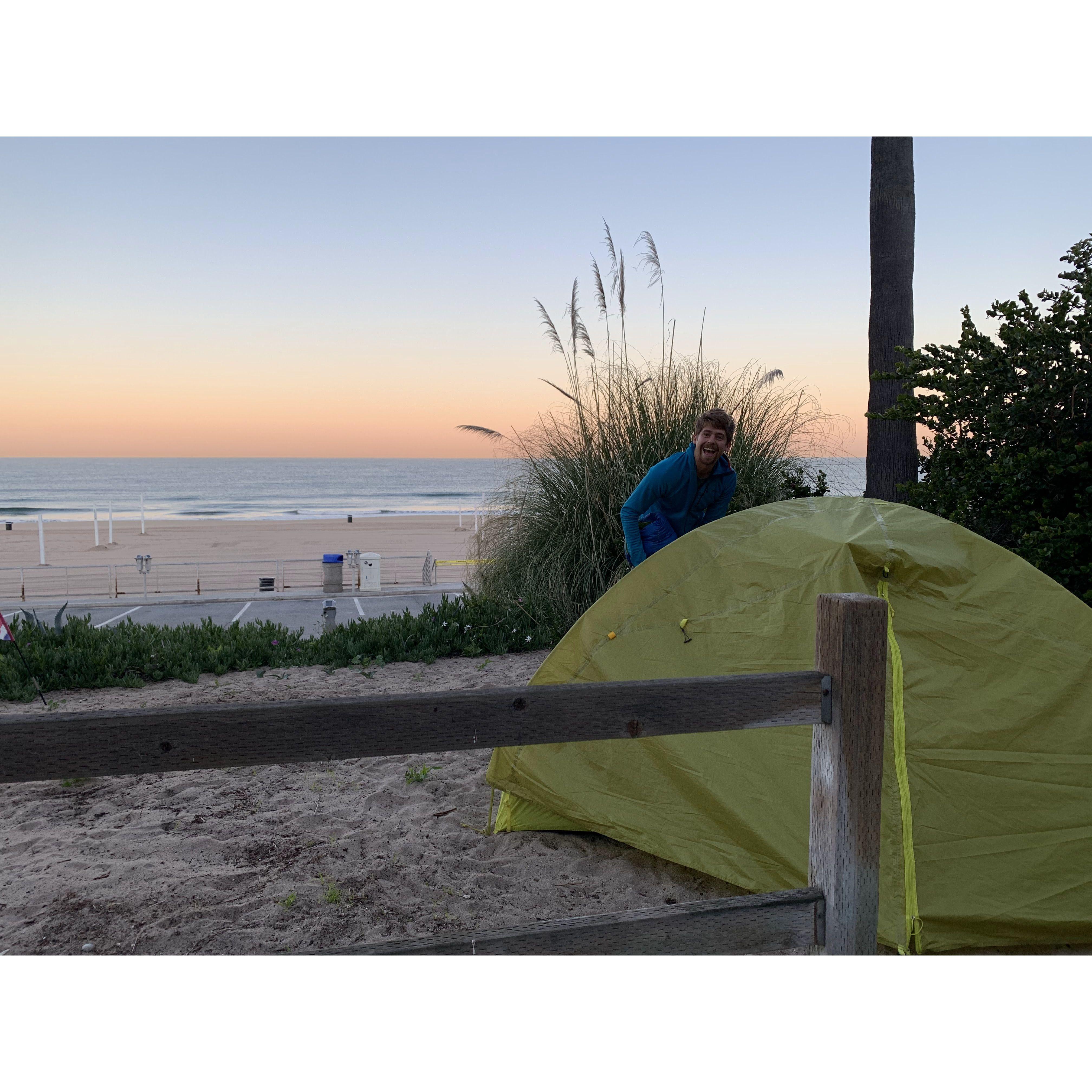 COVID times when we lived in El Porto on the strand and camped on the beach