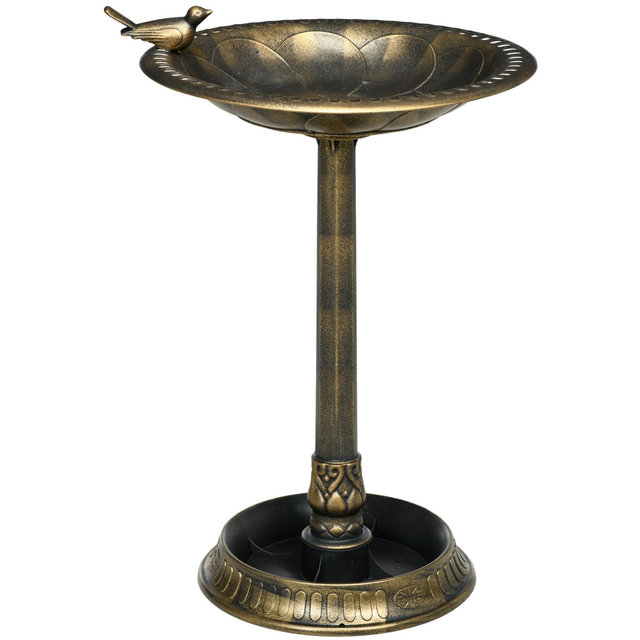 Outsunny 28" Antique Bird Bath with Pedestal Vintage Decorative Birdbath Bird Feeder Bowl, Bronze