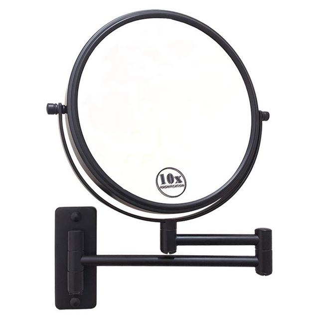 Lansi Black Makeup Mirror 10x Magnification, Double-Sided Swivel Mirror Wall Mount, Black Finish