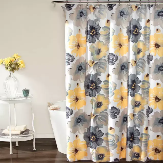 Leah Shower Curtain in Yellow/Grey