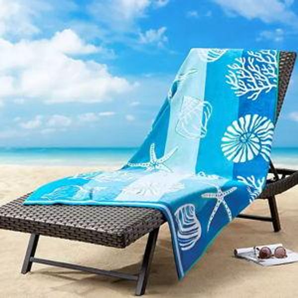 Oversized Beach Towels-Shells and Coral