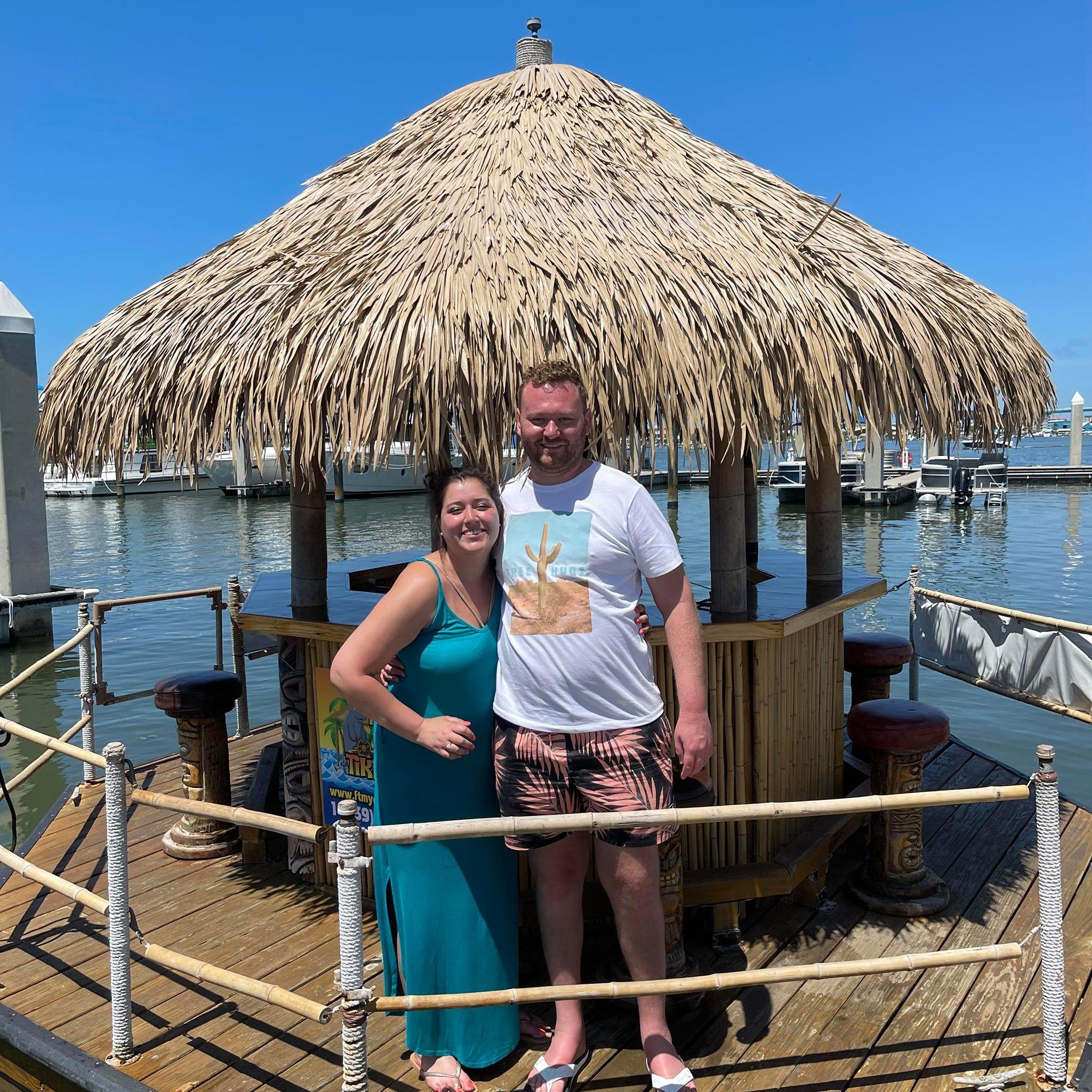 Our preferred mode of transportation: a floating tiki bar, duh.