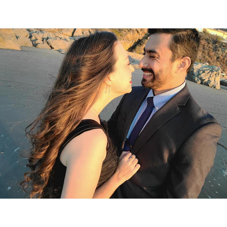 For New Years Eve 2020 we decided to get dressed up and do a photoshoot at the beach. When we posted the pictures, some people thought we were engaged.