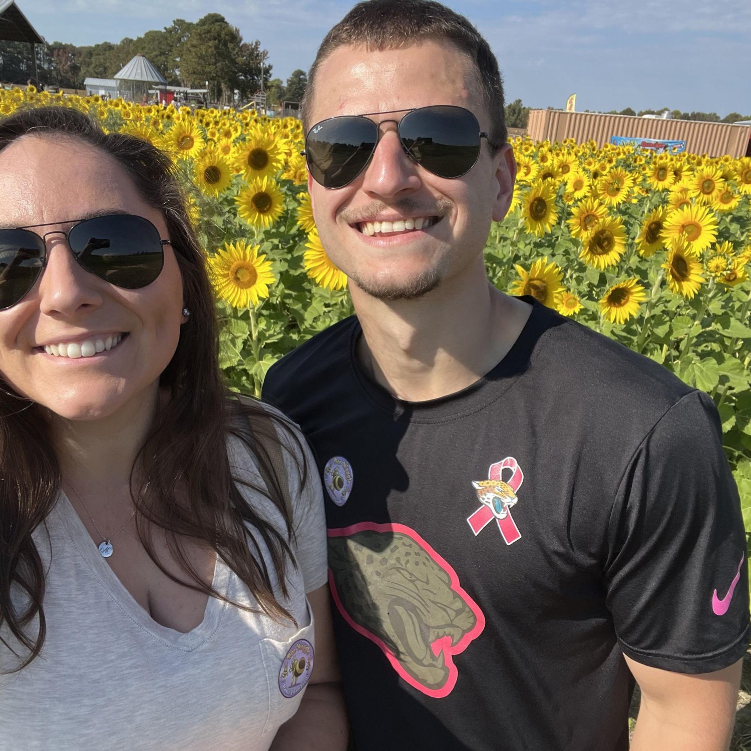 Matching sunglasses and corn mazes!