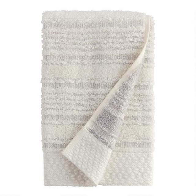 Pebble Gray Sculpted Stripe Tierny Hand Towel