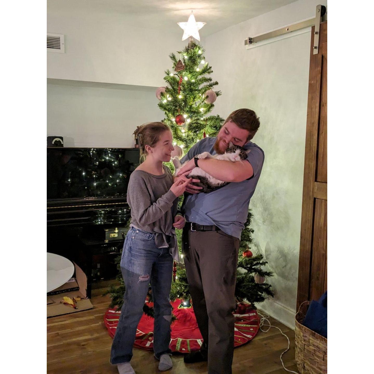Our first Christmas, the squishy beast included.