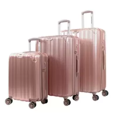 American Green Travel Melrose 3-Piece Anti-Theft Spinner Luggage Set in Burgundy