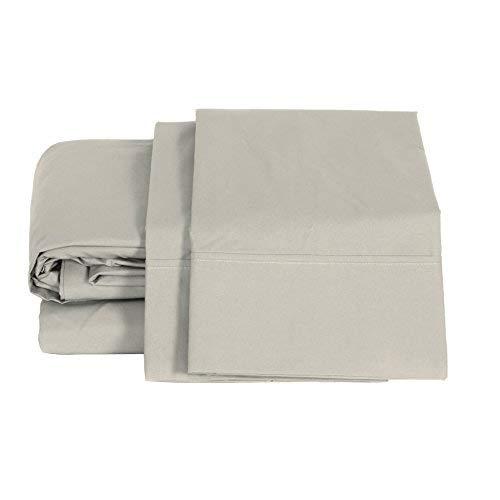 100% Cotton Percale Sheets Queen Size, Silver, Deep Pocket, 4 Piece - 1 Flat, 1 Deep Pocket Fitted Sheet and 2 Pillowcases, Crisp and Strong Bed Linen