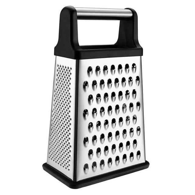 Spring Chef Professional Cheese Grater - Stainless Steel, XL Size, 4 Sides - Perfect Box Grater for Parmesan Cheese, Vegetables, Ginger - Dishwasher Safe - Black