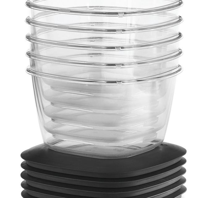 Rubbermaid Premier Food Storage Container, 7 Cup, 5-Pack, Grey