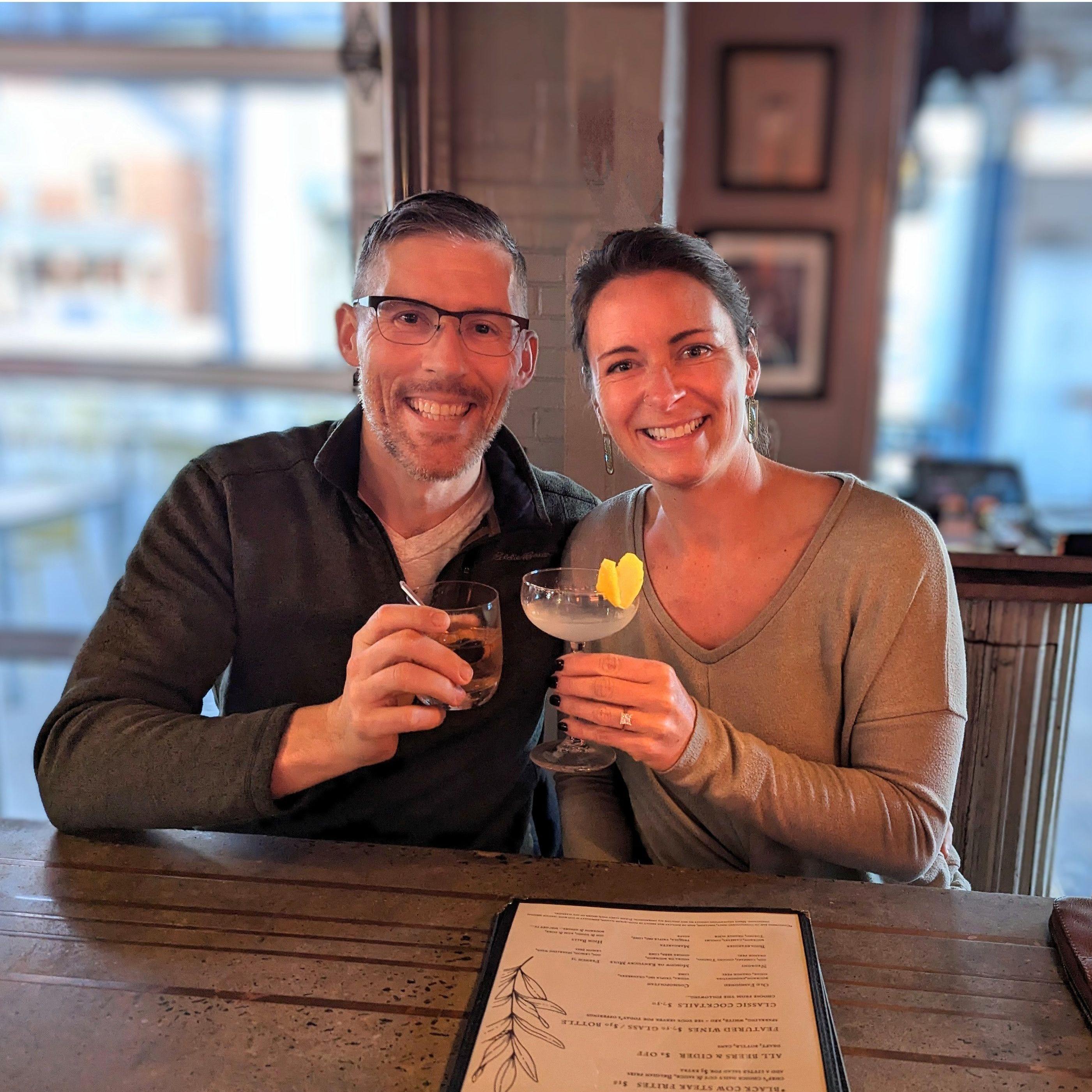 Our first official happy hour as an engaged couple. Black Cow Chophouse, Charlottesville. February 2023