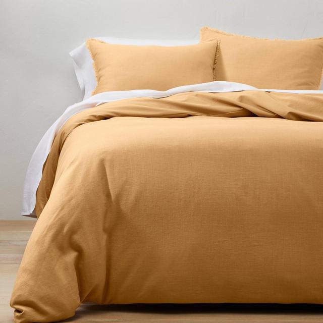 King Heavyweight Linen Blend Duvet & Sham Set Honey - Casaluna™