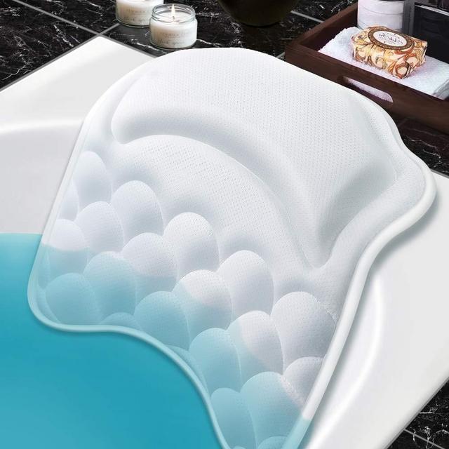 Beautybaby Anti-mold Bathtub Spa Pillow[2021 Upgraded] Bath Pillows for tub, with Non-Slip 8 Large Strong Suction Cups, Free Machine Washable Bag