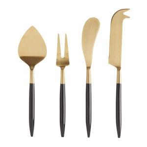 Shay Black And Gold Cheese Knives 4 Piece Set - World Market