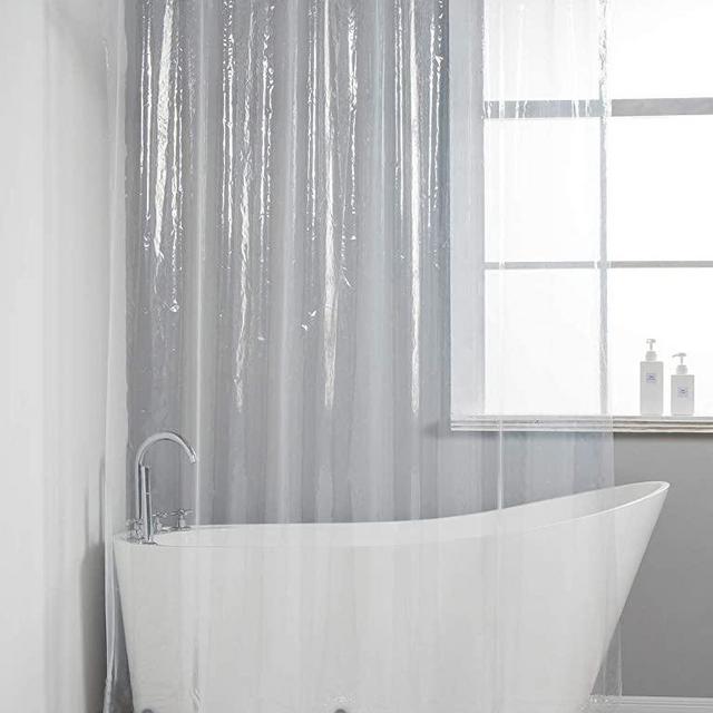 AmazerBath Lightweight Shower Curtain Liner, 72x72 Inches PEVA 3G Shower Curtain Liner with Magnets and 12 Grommet Holes, Waterproof Thin Plastic Liners-Clear