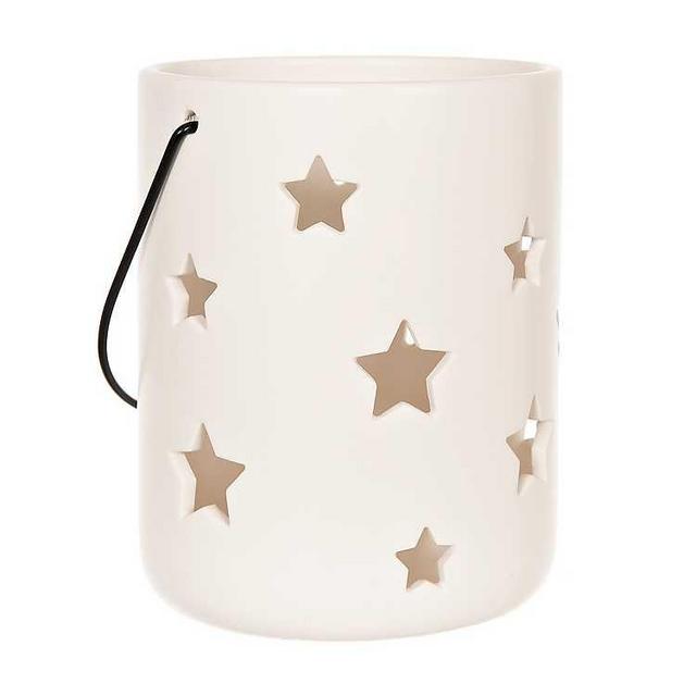White Ceramic Star Cutout Candle Holder