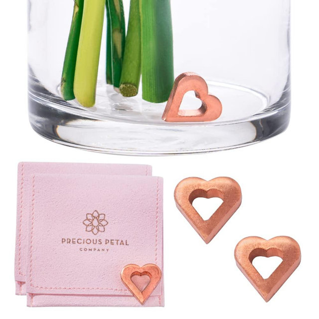 Flower Food Alternative for Fresh Cut Flowers | Copper Charm Keeps Flower Water Clean and Clear | Just Place It in The Vase, Reusable (2 Pack)