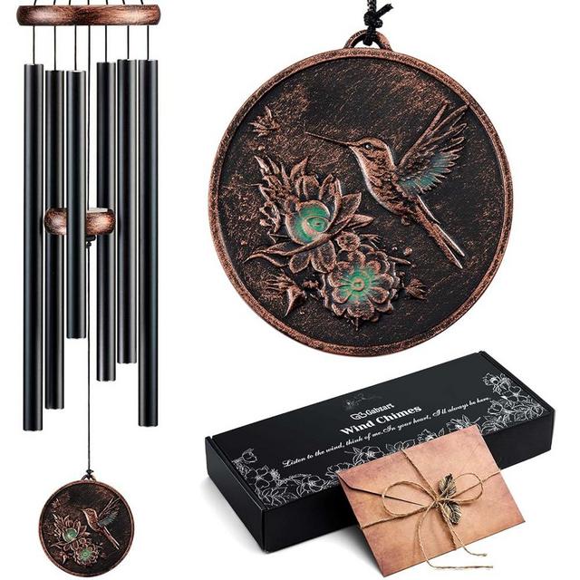Gabzart Wind Chimes for Outside, Hummingbird Deep Tone Vintage Wind Chime Outdoor Clearance, Sympathy/Memorial/Festivals/Birthday Gift for Mom Dad Grandma, Home Garden Patio Decor (34" Hummingbird)