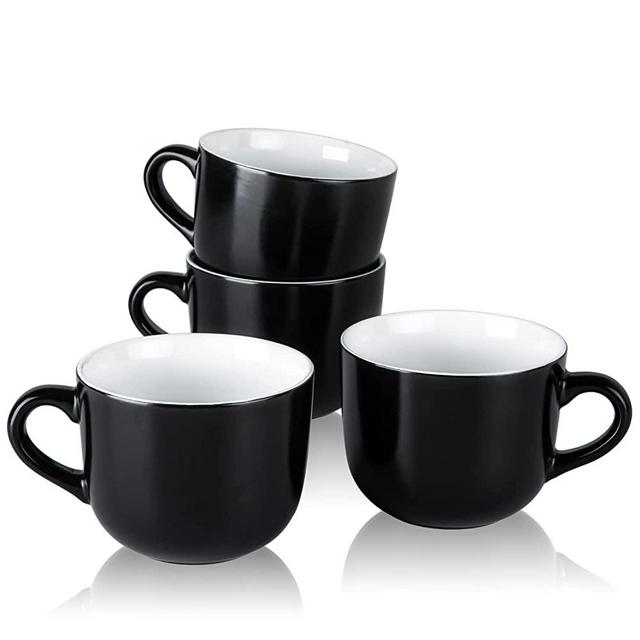 AmorArc 24 oz Soup Mugs with Handles, Jumbo Ceramic Bowls Mugs Set with handles for Coffee Cereal Cappuccino Snacks, Microwave&Dishwasher safe Soup Cups for Meal-White