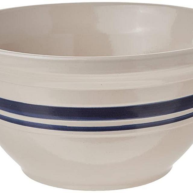 Ohio Stoneware 12 in. Dominion Mixing Bowl- Ceramic Bristol With Navy Stripe