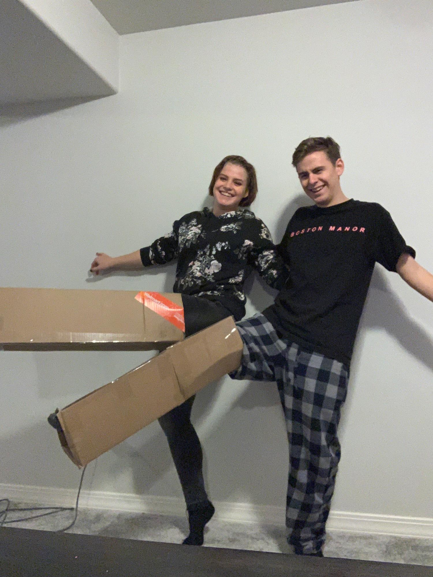 In an effort to procrastinate homework one night, we decided to have a kicking fight with old cardboard boxes.