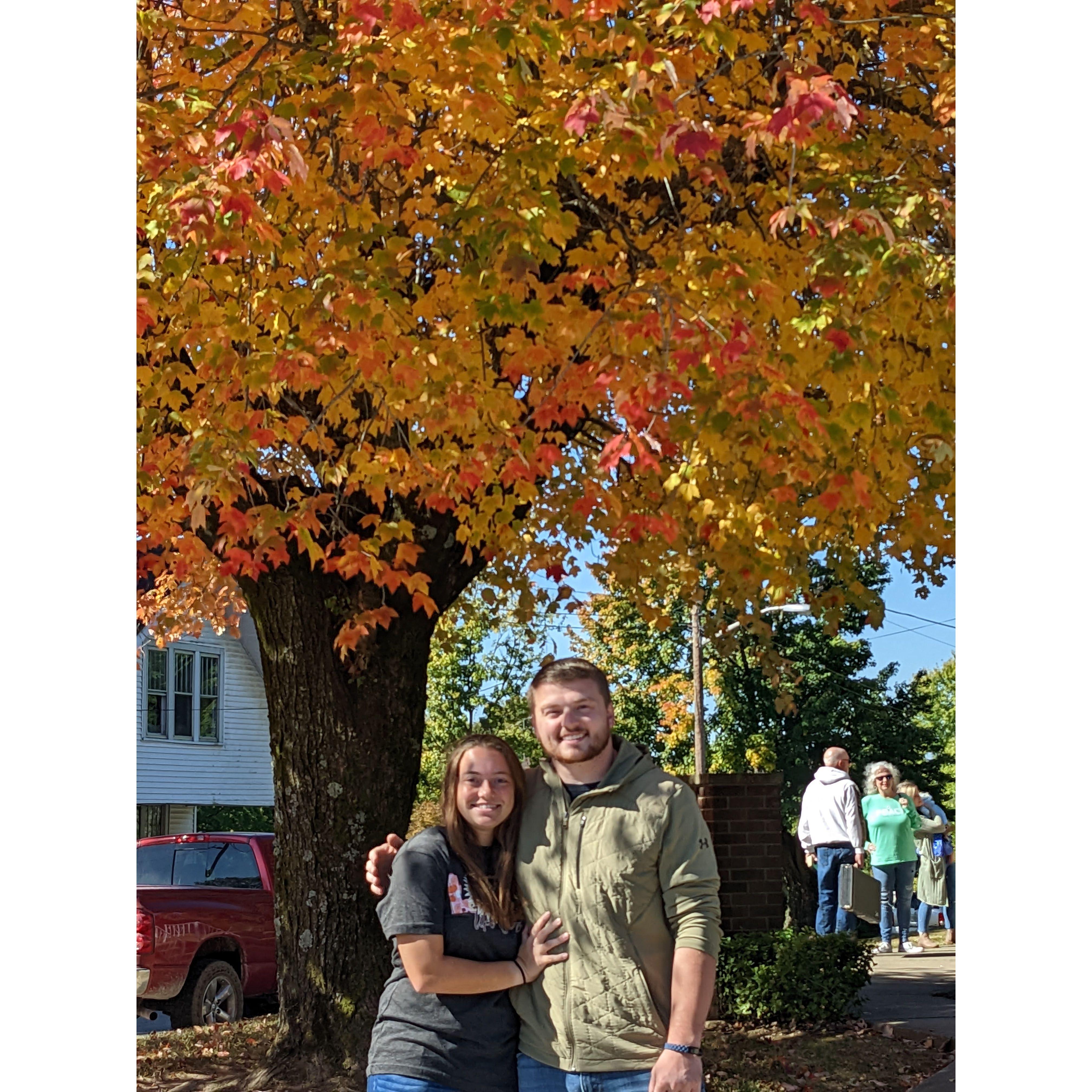 Fall is our favorite time of the year! Had to get a picture with this beautiful tree at our church.