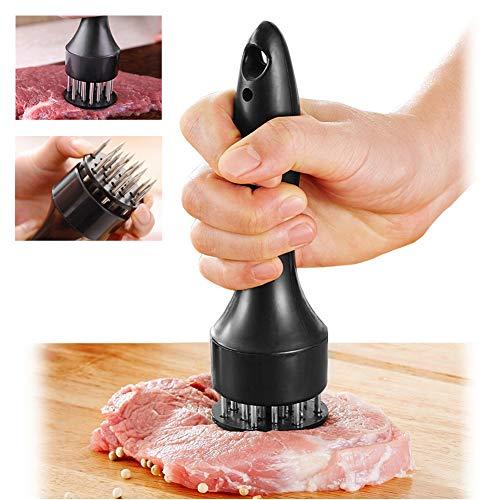 Meat Tenderizer, Hammer Mallet Tool 24 Stainless Steel Sharp Needle for Kitchen Cooking Tenderizing Chicken Beef Steak Pork Lamb (1PCS / Black)