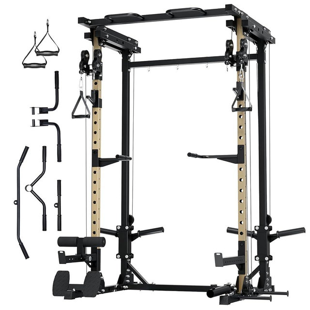 MAJOR FITNESS Drone3 Power Cage - Multi-Function Power Rack for Home Gym, Squat Rack with Pull-up Bar, Cable Crossover System, J-Hooks, for Strength Training, Heavy-Duty Steel Construction