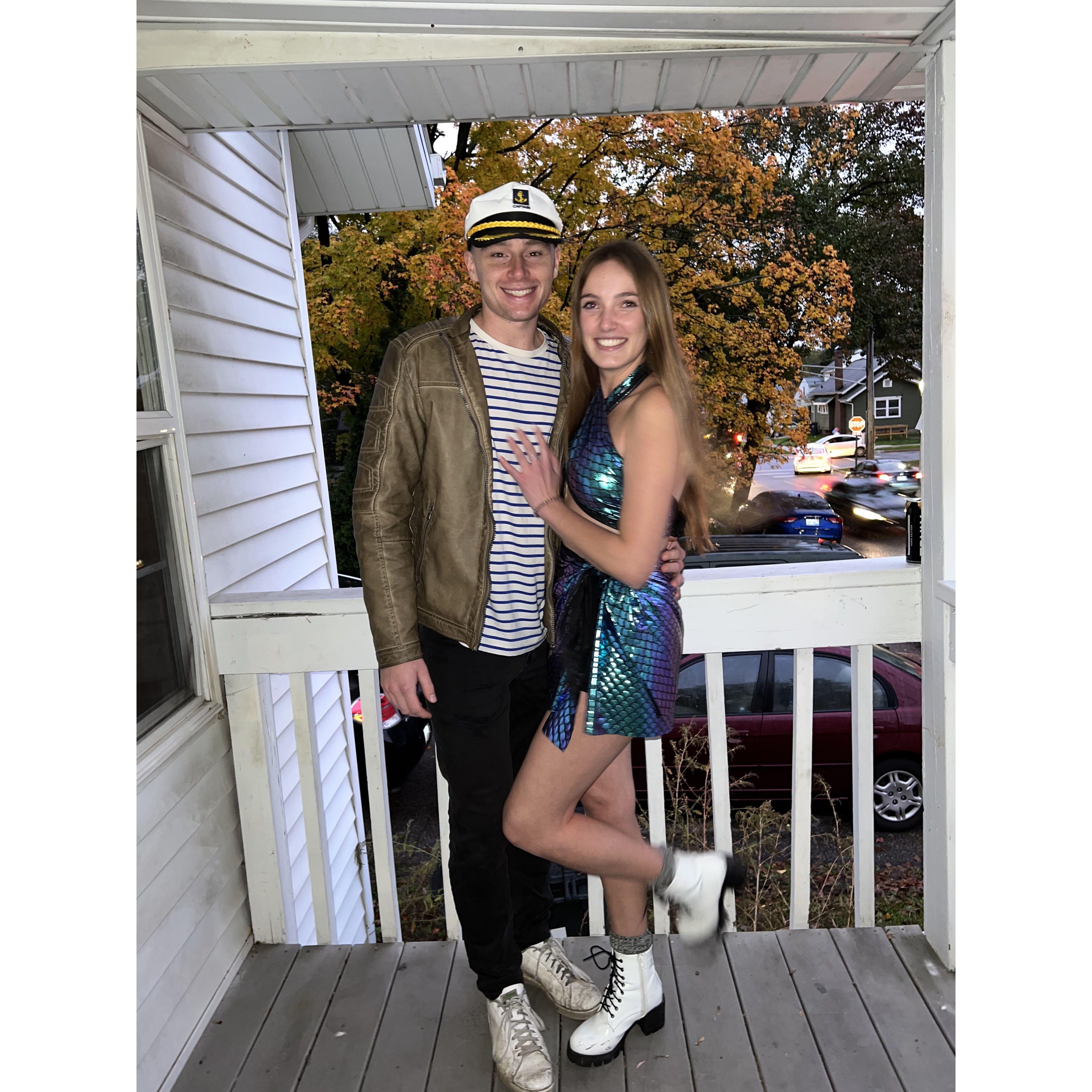 Halloween as ship captain and mermaid