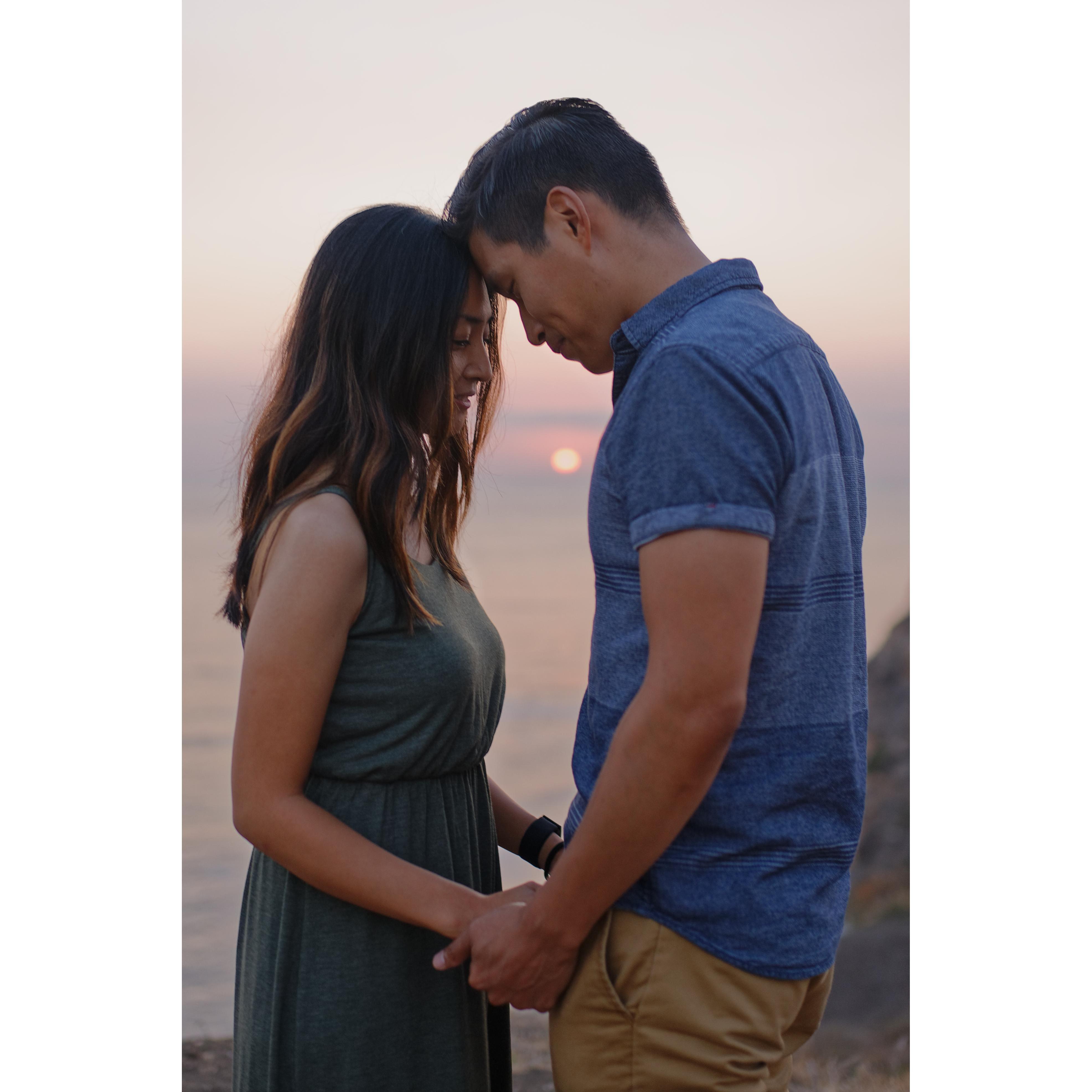 The sun was setting. It was getting cold. Nice to have a warm forehead to lean against.