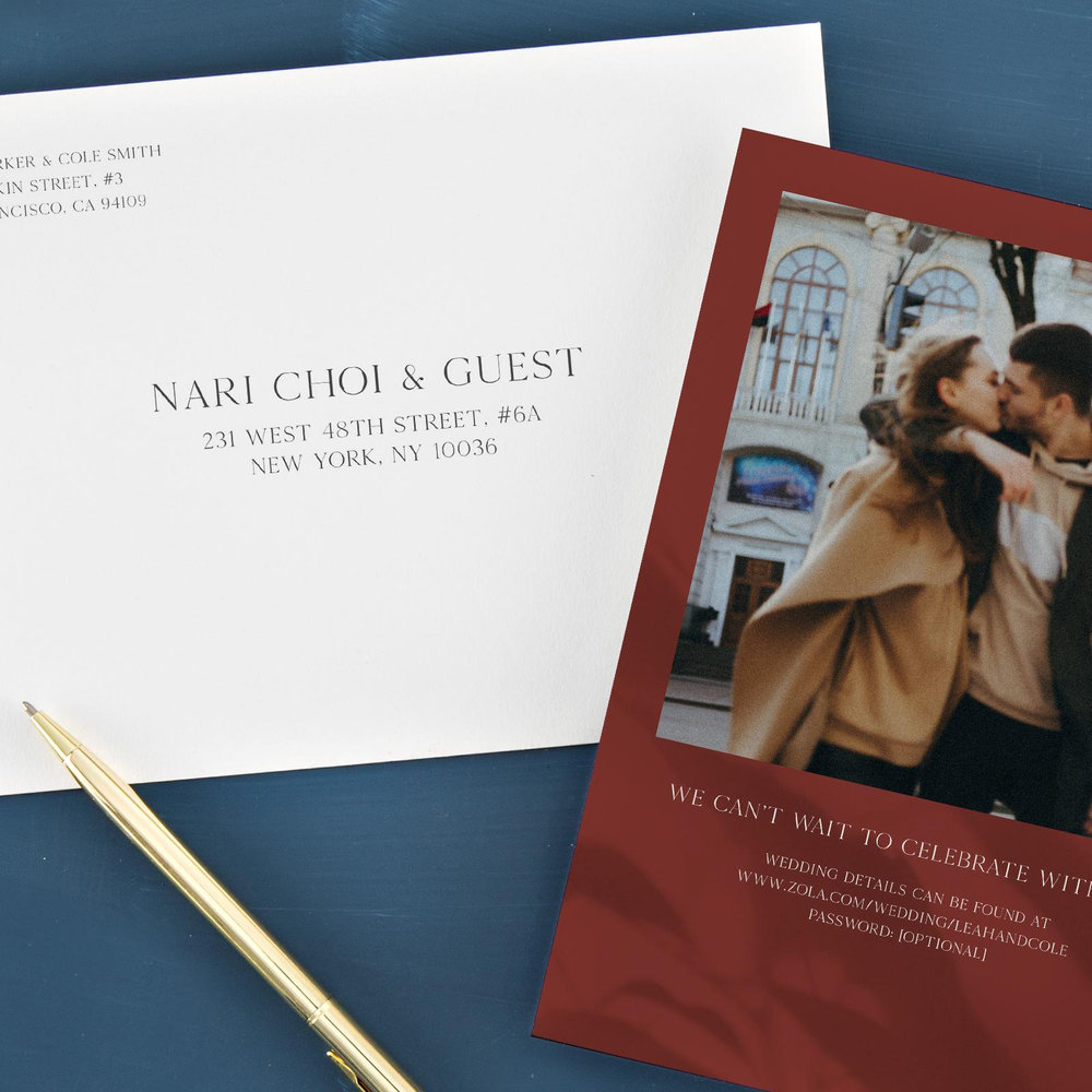 Lummin Multiphoto | Currant Red | Zola Wedding Invitations