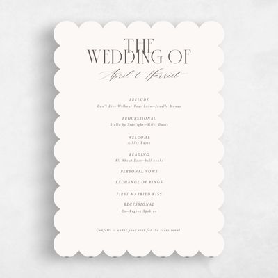 Beige Scalloped Wedding Program - Aion