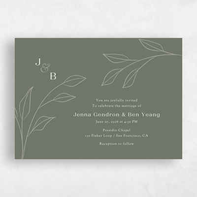 Green Greenery Wedding Invitation - Cassis Landscape