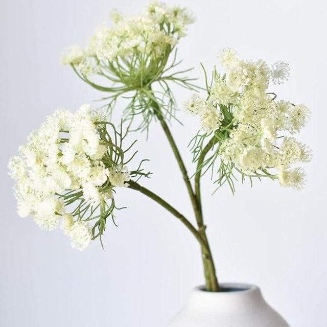 23" Faux White Queen Anne's Lace Stem - Wedding Event and Home Decor