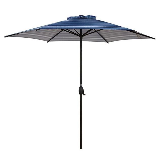 Abba Patio 9ft Striped Patio Umbrella Outdoor Umbrella Patio Market Table Umbrella with Push Button Tilt and Crank for Garden, Lawn, Deck, Backyard & Pool, Blue Stripe