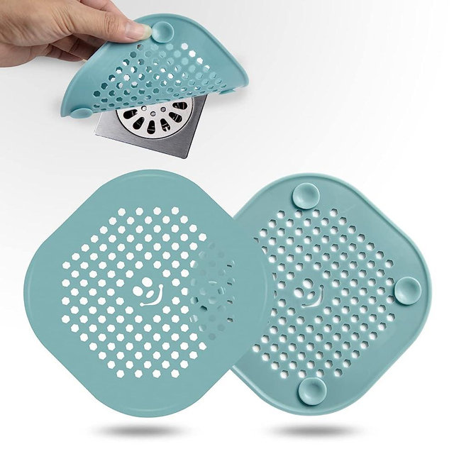 Drain Cover Hair Catcher Drain Plug Hair Stopper Drain Protector for Shower Bathroom Accessories Bathtub Deep Light Blue 2 Pack
