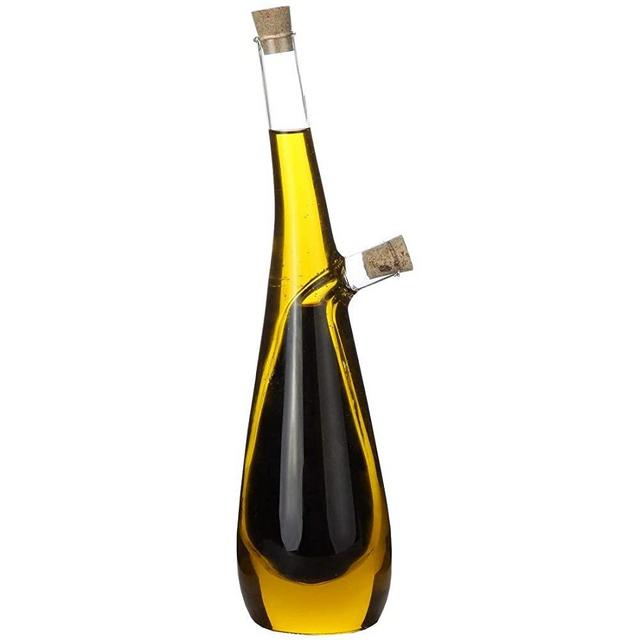 Lily's Home Glass Olive Oil and Vinegar Dispenser, A Beautiful Addition to Any Kitchen and Dinnerware Set (15 Ounces & 10 Ounces)