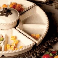 GG COLLECTION Acanthus Lazy Susan Crudite Holder Brown Metal
