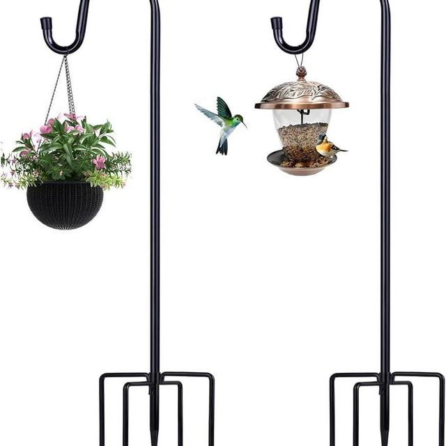 ToyHotels Shepherd Hooks for Outdoor, 2 Pack 78 Inch Bird Feeder Pole with 5 Prongs Base for Hanging Lantern, Hummingbird Feeder, Lightweight Plant, Shepherds Hook for Bird Feeders for Outside